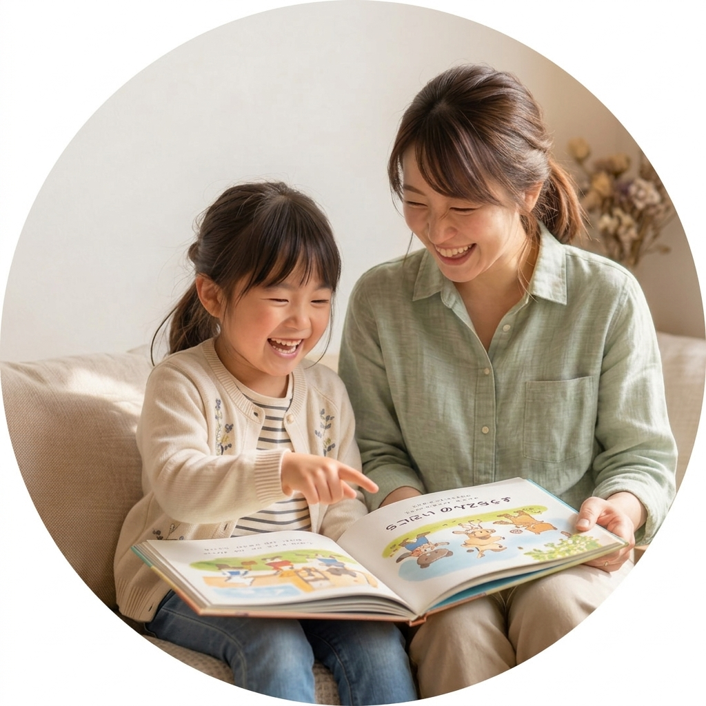 本を読む親子